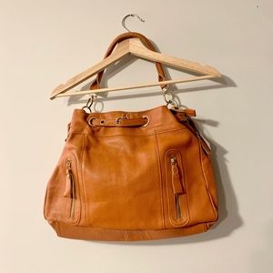 Leather Bag X Sam & Kate by Park Avenue Tan/ Orange tone  Rlaxed Tote Satchel